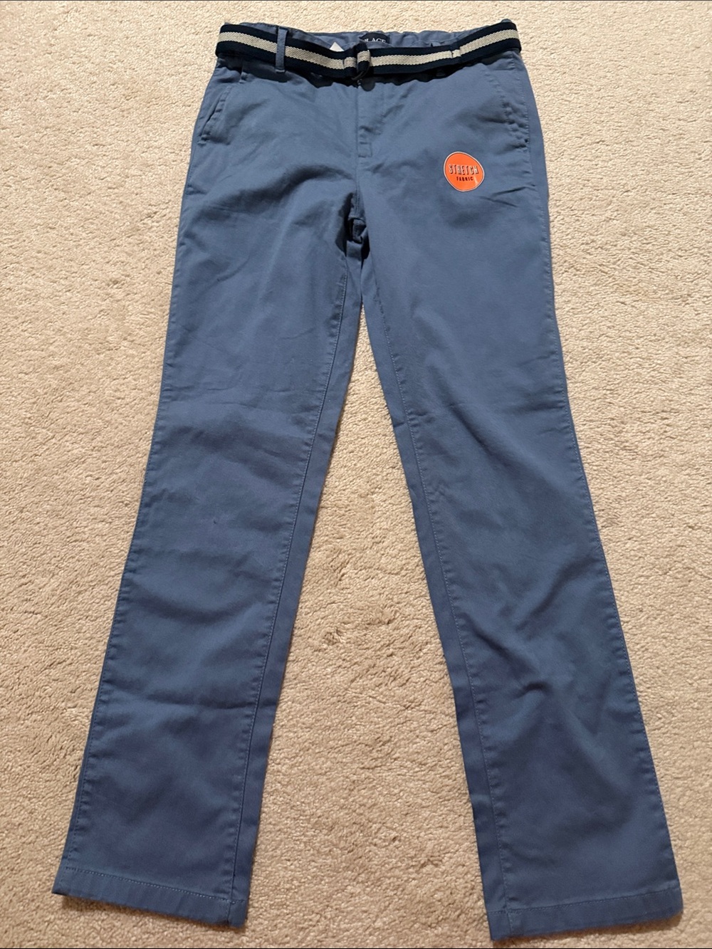 The Children's Place Navy Blue Chino Pants with Striped Belt - Picture 1 of 8